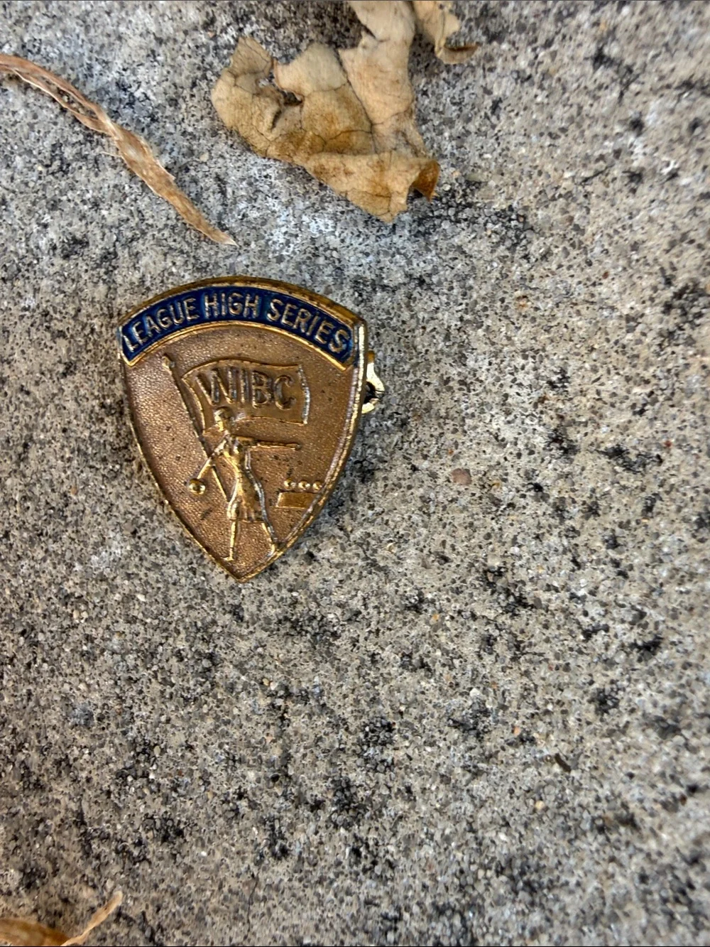 Vintage League High Series WIBC Brass Pin - Blue & Gold
